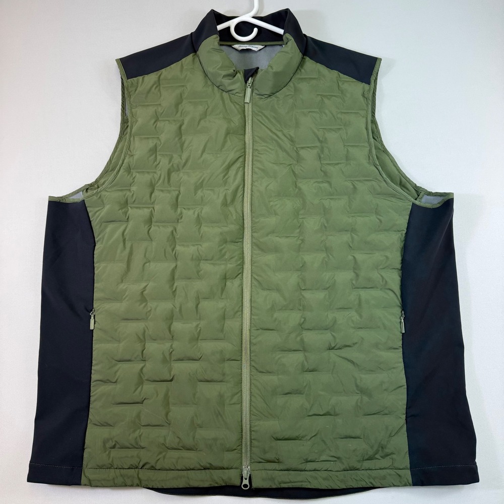 Tommy Bahama Quilted Puffer Vest Mens XXXL Green Black Water/Wind Resistant